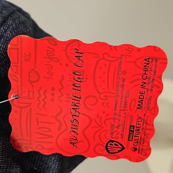 NWT- Unisex-Warner Brothers "Friends" Adjustable Denim Ball Cap - Picture 6 of 7